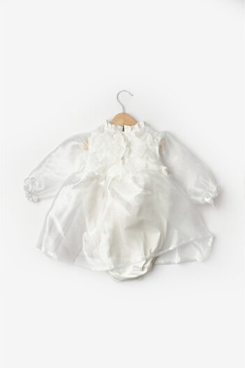 Le Mabelle Rose Detailed Baby Girl Dress with White Tulle Skirt - Ophelia