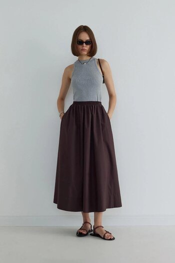 Suud Collection Денна спідниця з попліну коричневого кольору