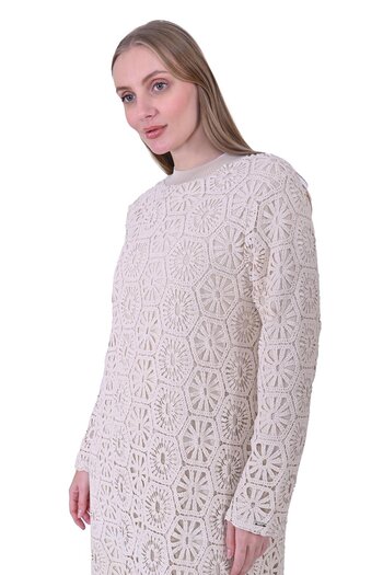 Invee Guipure Dress Ecru
