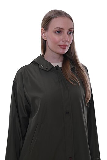 Invee Art Long Raincoat Khaki