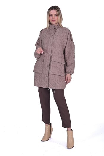 Invee Quilted Sausage Cap Beige