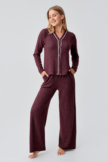 Artış Long Sleeve Buttoned Flexible Soft Textured Viscose Pajama Set