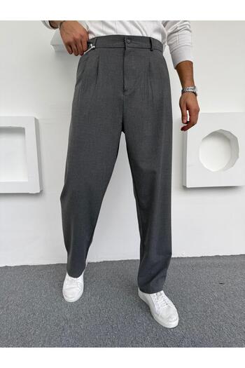 Butik Pleated Baggy Fabric Trousers Anthracite