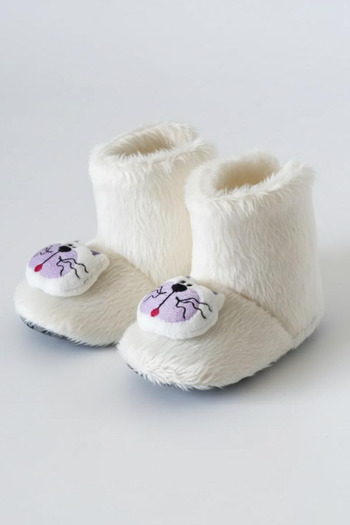 pufien Children's Home Boots, Teddy Bear Plush Boots, Comfortable and Non-Slip Sole with Polar Bear Pattern, for Babies and Children