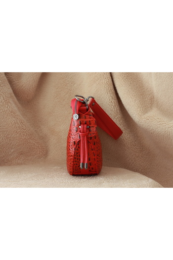 Aksesuarlia Red Color Crocodile Pattern Leather Bag - 40403, 100% Genuine Leather, Shoulder Strap, Bag