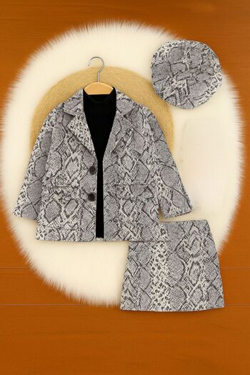 KOKOŞ BEBEK Jeans Denim Snakeskin Printed 4-Piece Suit |   Between 3/6 Years