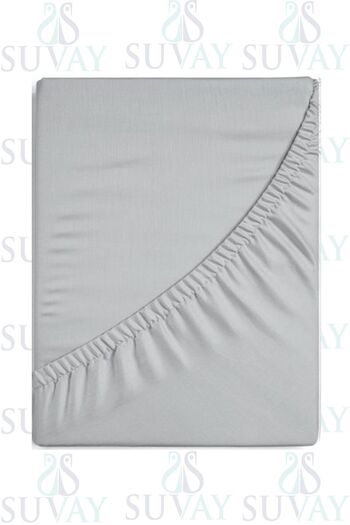 SUVAY Gray Combed Cotton Elastic Sheet Single Double Large Size 100% Cotton Elastic Combed Cotton Sheet