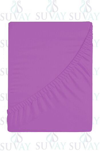 SUVAY Lilac Combed Cotton Elastic Bed Sheet Single Double King Size 100% Cotton Elastic Combed Cotton Bed Sheet