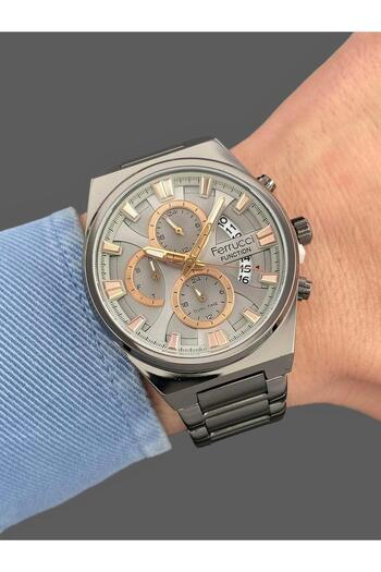 Ferrucci Smoked Color Steel Band 3 Atm Water Resistant Functions Active Original 2 Years Warranty Men's Wristwatch