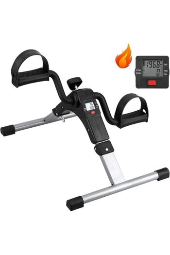 BUNCA Floor exercise bike, fitness bike with pedal and LCD screen, foldable hand and foot exercise wheel