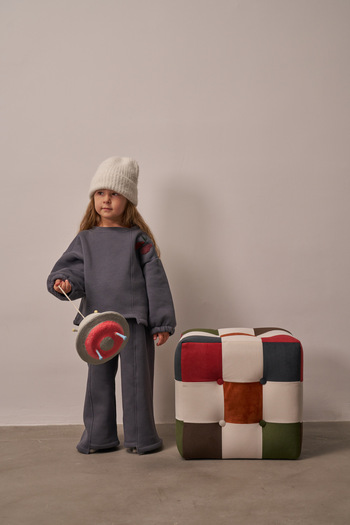 Oh La La Koala For Little Ones Gray Shoulder Embroidered Asymmetrical Detailed Top and Bottom Set