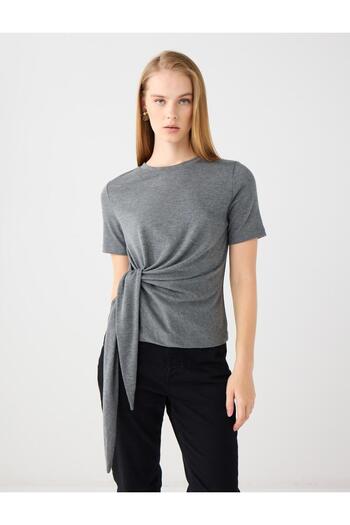 Jimmy Key Anthracite Crew Neck Short Sleeve Side Tie T-Shirt