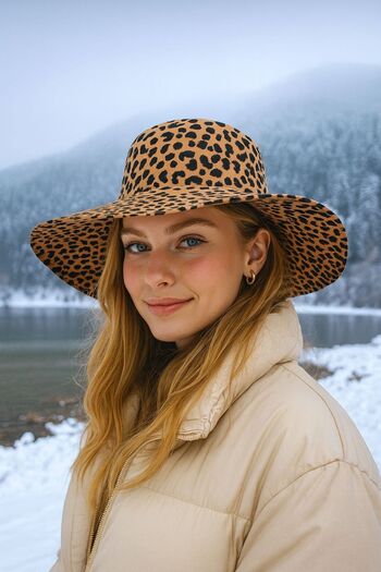 Axesoire 14763 Leopard Pattern Wide Hat