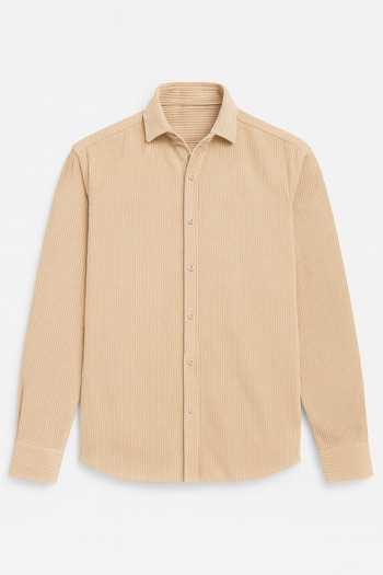 Valiberta Men's Velvet Corduroy Shirt - Beige