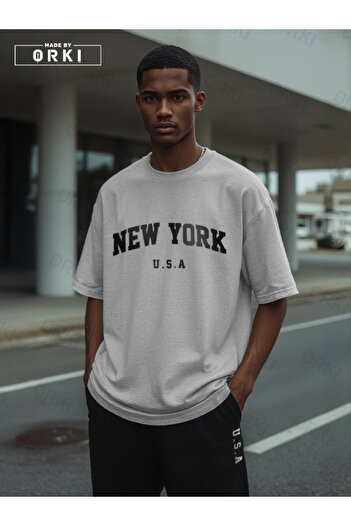 EFFRENATU Usa Fit Printed - Oversize Gray T-Shirt & Black Pants Jogger Men's Tracksuit Set