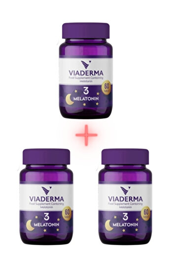Viaderma Melatonin 3 Mg 60 Tablets Sleep Support Regulator Deep Sleep 3 Pack