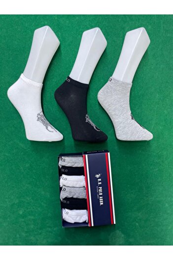 U.S. Polo Assn. U.S. Polo Assn. Set 6 unisex short socks, White, Black, Grey, One Size
