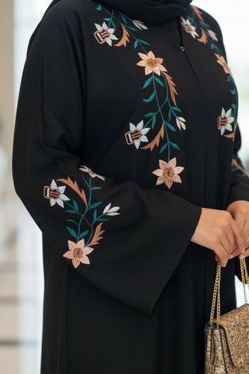 Muchmy Women Abaya Black Embroidery Lady's Abaya Arabic Abaya for Girls