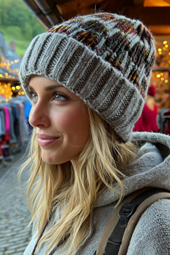 LAGRANZE Women's Colorful Patterned Knitwear Beanie