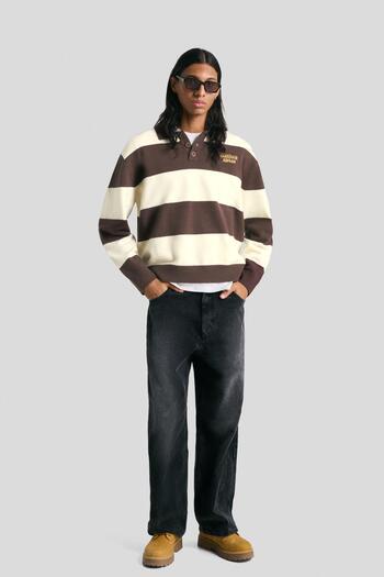 Bershka Polo collar sweater with stripes