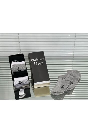 Dior Christian Dior, Set 6 unisex short socks, White, Black, Grey, One Size