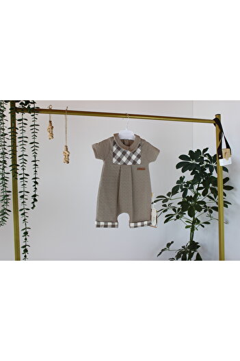 genybaby Baby Summer Plaid Collar Detailed Romper – Cotton Fabric