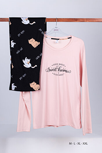 Dominant Women's Basic Cotton Long Sleeve Pajama Set