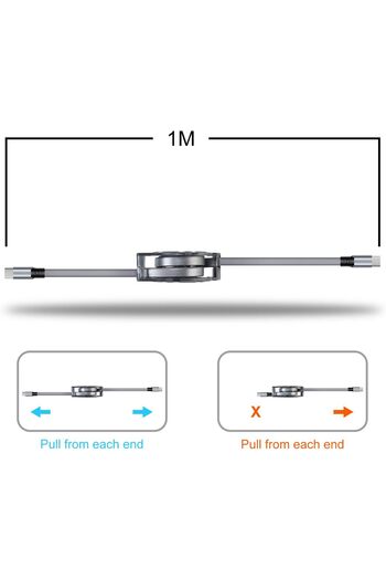 ON Electronics SDBAUX 60W Retractable USB C to USB C Charging Cable,Type C to USB C