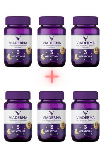 Viaderma Melatonin 3 Mg 60 Tablets Sleep Support Regulator Deep Sleep 6 Pack