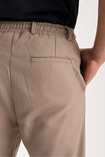 Valiberta Παντελόνι Jogger με διπλό πόδι από ύφασμα καλαμποκιού Relax Fit - Βιζόν
