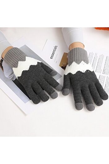 Flippy Women's Gloves, Flippy, Wavy Pattern, Touchscreen Function, Knitted Acrylic Material, Elastic Cuff,