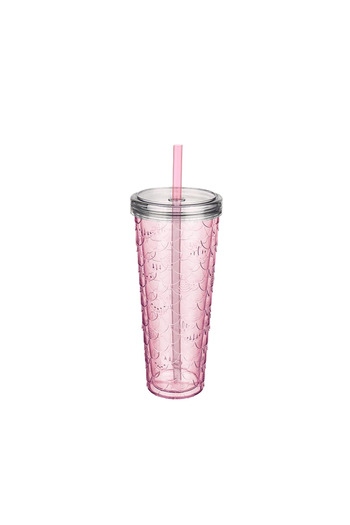 Cosiness Commodious Sparkling Transparent Glass with Straw 750 Ml.
