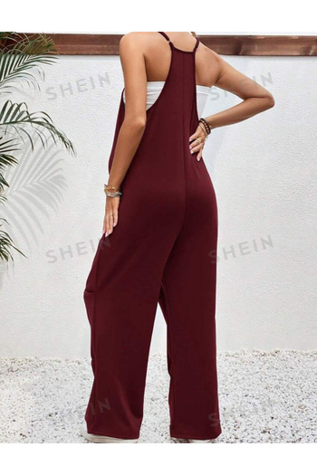 SHEIN long jumpsuit, cherry red