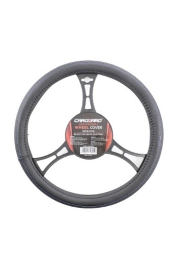 CarGuard Husă volan auto, piele, design albastru/negru, 38 cm x 8,2 cm, interior TPR