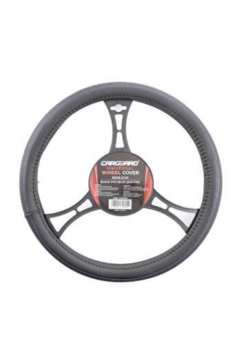 CarGuard Husă volan auto, piele, design albastru/negru, 38 cm x 8,2 cm, interior TPR