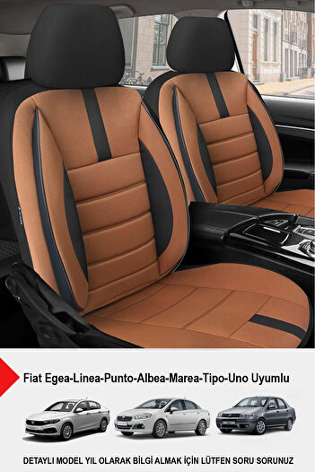 GM-DESIGN Onyx Tan Car Seat Cover-(Compatible with Fiat Egea-Linea-Punto-Albea-Marea-Tipo-Uno)