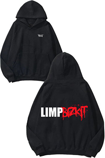 THEWERT Limp Bizkit 3 Design Back Printed Black Hooded Sweatshirt