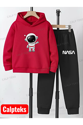 CALP TEKS Nasa Little Astronaut Printed Thick Cotton Hoodie Children Tracksuit Jacket((Code-5))