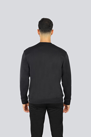 PAUL&SHARK Men's Regular Fit Cotton Metallic Logo Round Neck Long Sleeve Black Sweatshirt 15311864A-011