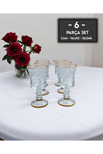 gkzglass home dekor New Year Orkide Julia Glass Gilded Coffee Side Water Glass Water Set for 6 People