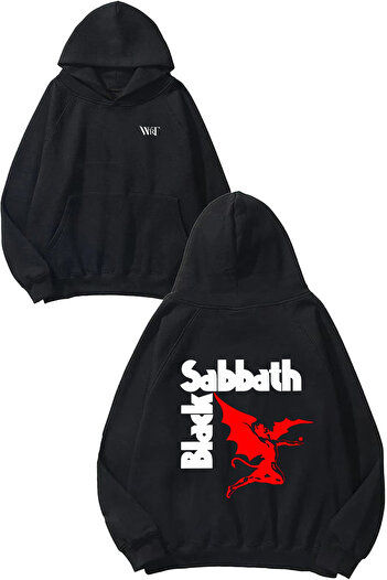 THEWERT Black Sabbath 1 Design Back Printed Black Hooded Sweatshirt