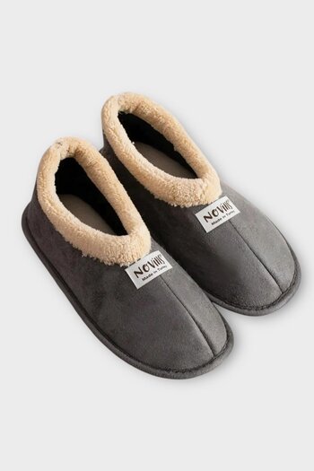 Liger Unisex Winter Home Slippers with Wool Inside Smoke