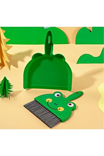 Flippy Mini Broom, Dustpan, Flippy, Household Use, Frog Model, 23 x 18 cm, Green