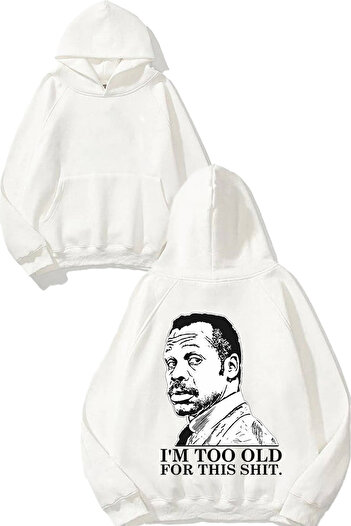 THEWERT Danny Glover Design Back Printed White Hooded Sweatshirt