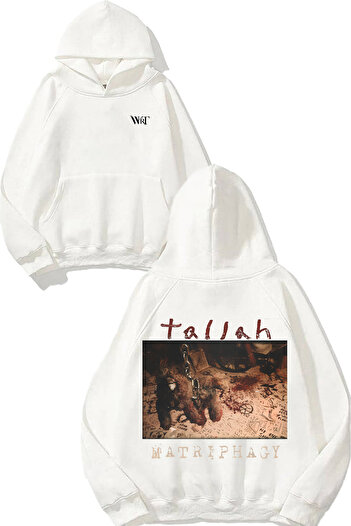 THEWERT Tallah Matrıphagy Design Back Printed White Hooded Sweatshirt