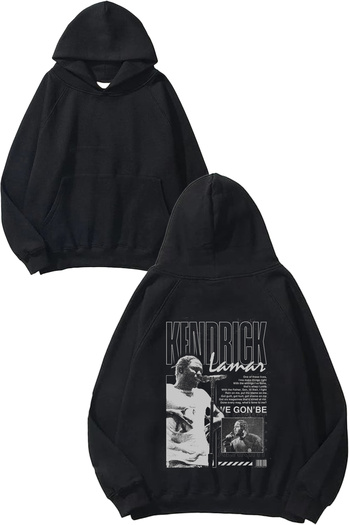 THEWERT Kendrick Lamar 1 Design Back Printed Black Hooded Sweatshirt