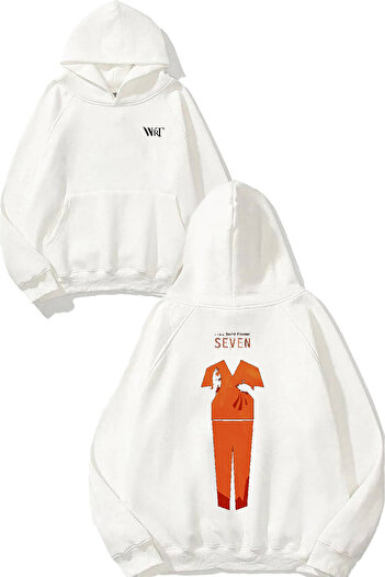 THEWERT Se7En 2 Design Back Printed White Hooded Sweatshirt