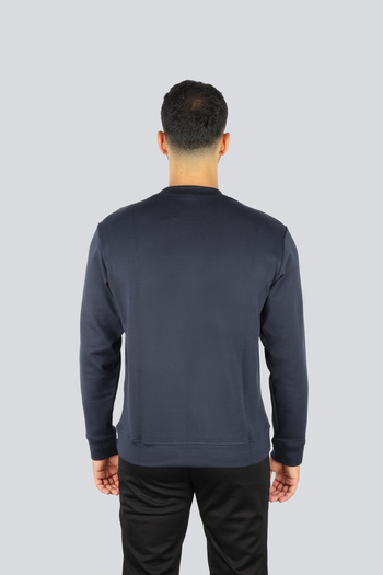 PAUL&SHARK Men's Regular Fit Round Neck Shark Logo Embroidered Long Sleeve Navy Blue Sweatshirt 15311865A-050