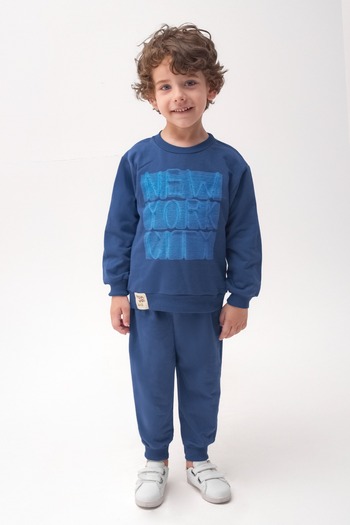 ADDA Cotton New York City Printed Cycling Collar Tracksuit 2-Piece Boy's Set