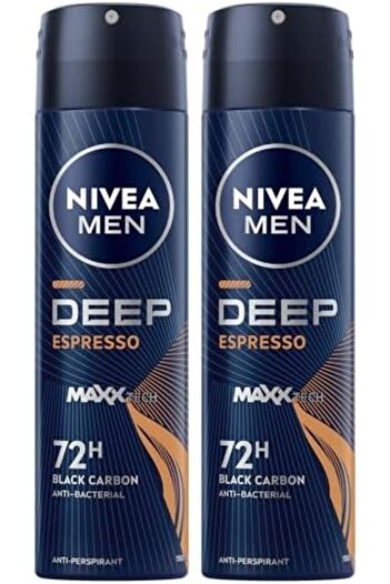 NIVEA Deo Deep Black Carbon Espresso for Men by Nivea, Anti-Bacterial & Anti-Perspirant Spray, 150ml (Pack